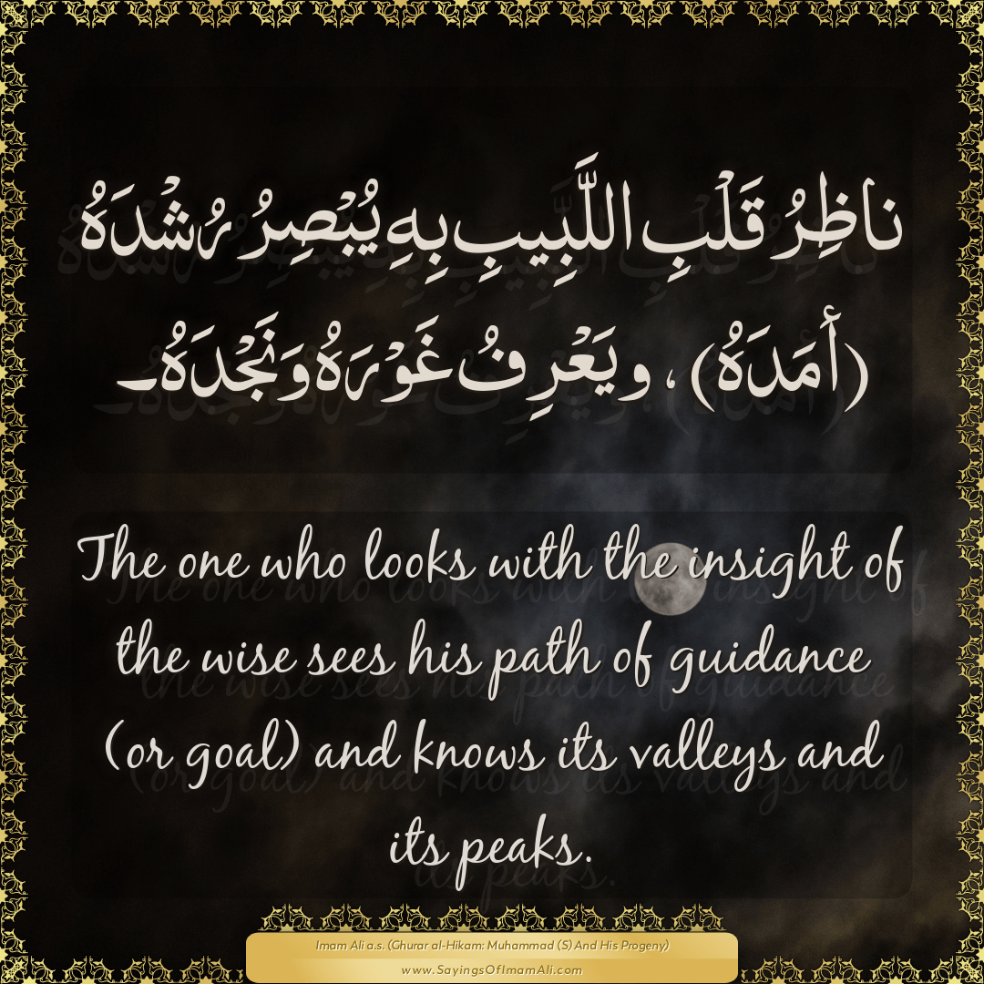 The one who looks with the insight of the wise sees his path of guidance...